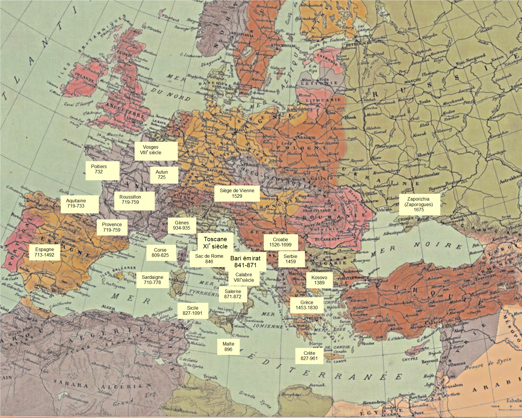 Quelques dates d'invasion islamistes en Europe Quelques dates d'invasion islamistes en Europe
